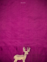 Dark Magenta Booti Katan Silk Handloom Banarasi Saree - Sacred Weaves