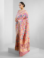 Onion Pink Rangkat Katan Silk Handloom Banarasi Saree - Sacred Weaves