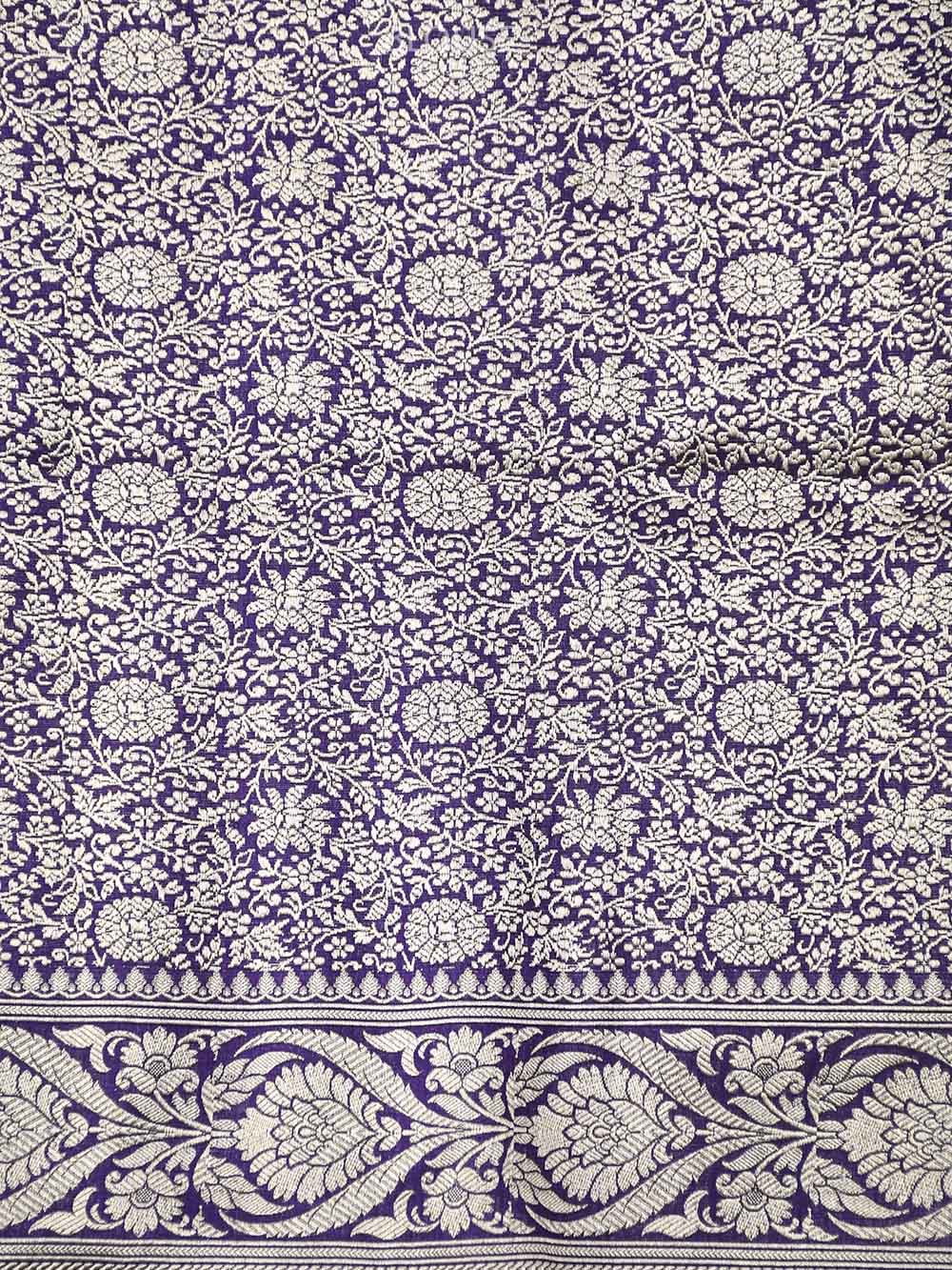 Dark Purple Meenakari Uppada Katan Silk Handloom Banarasi Saree - Sacred Weaves