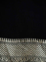 Black Stripe Khaddi Georgette Handloom Banarasi Saree - Sacred Weaves