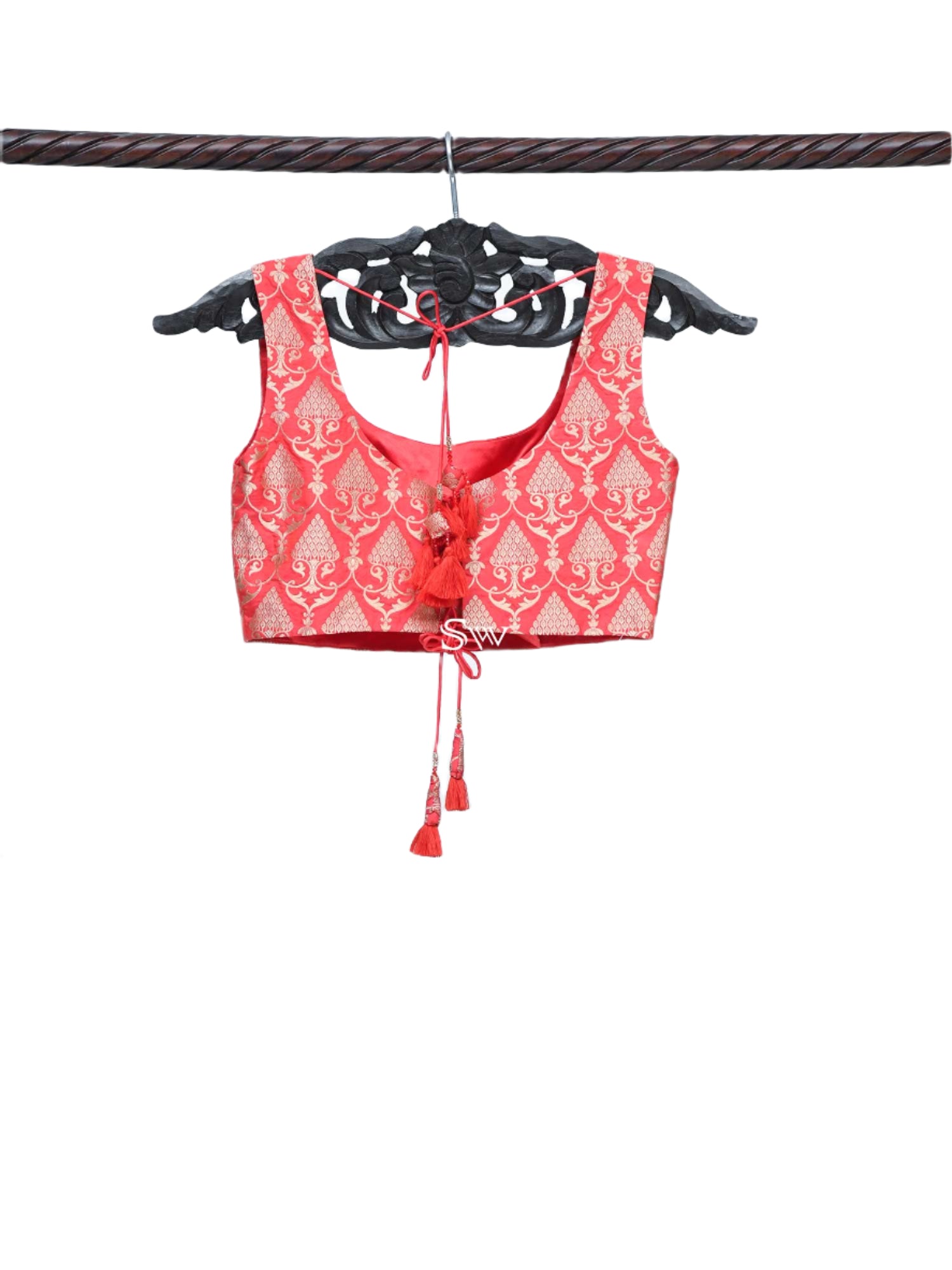 Red Uppada Silk Banarasi Ready-made Blouse - Sacred Weaves