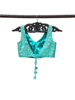 Sea Green Georgette Banarasi Ready-made Blouse - Sacred Weaves