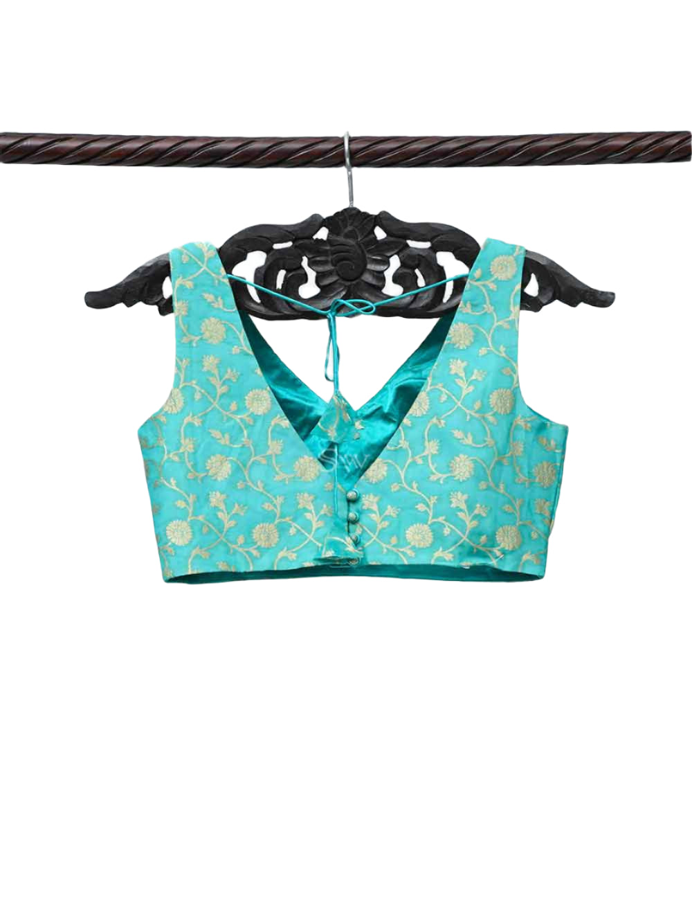Sea Green Georgette Banarasi Ready-made Blouse - Sacred Weaves