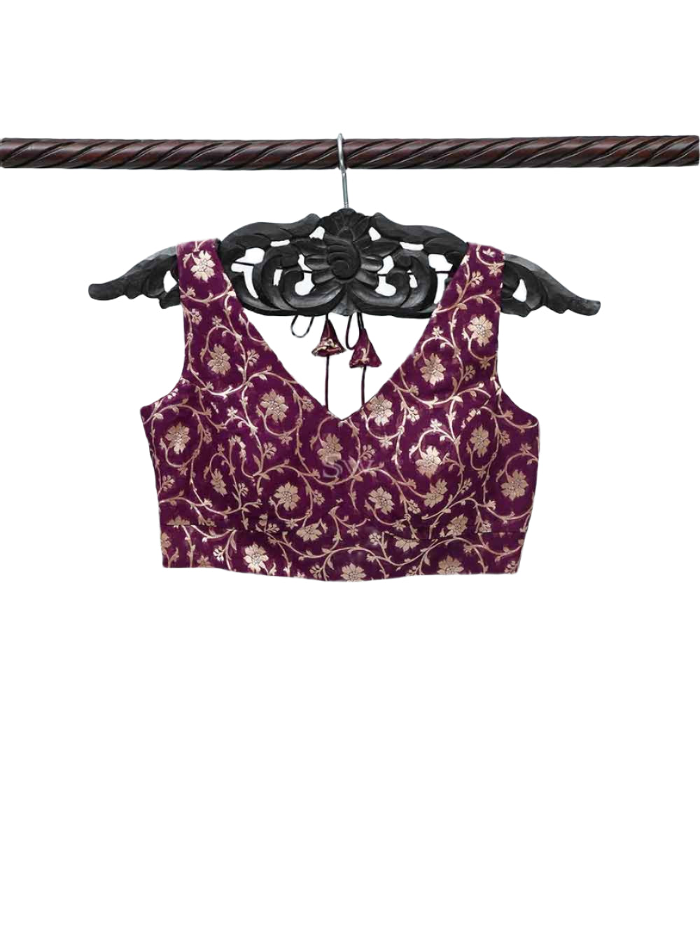 Wine Georgette Banarasi Ready-made Blouse - Sacred Weaves - Sacred