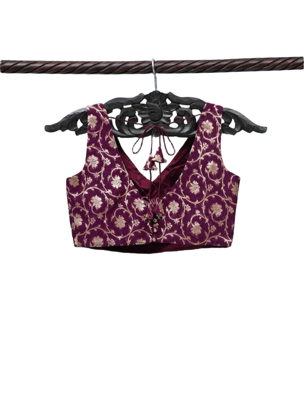 Wine Georgette Banarasi Ready-made Blouse - Sacred Weaves
