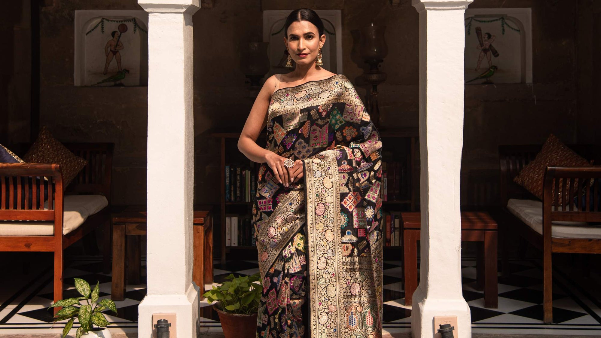 Black Banarasi Silk Saree