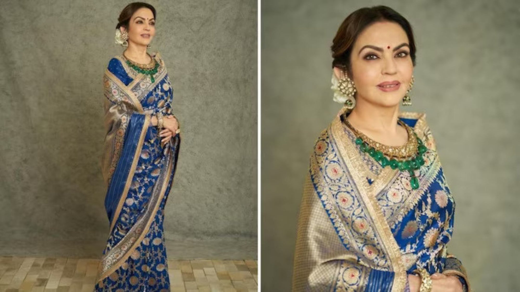 Nita Ambani Exudes Elegance and Royalty in Blue Banarasi Saree at The Opening Ceremony Of NMACC