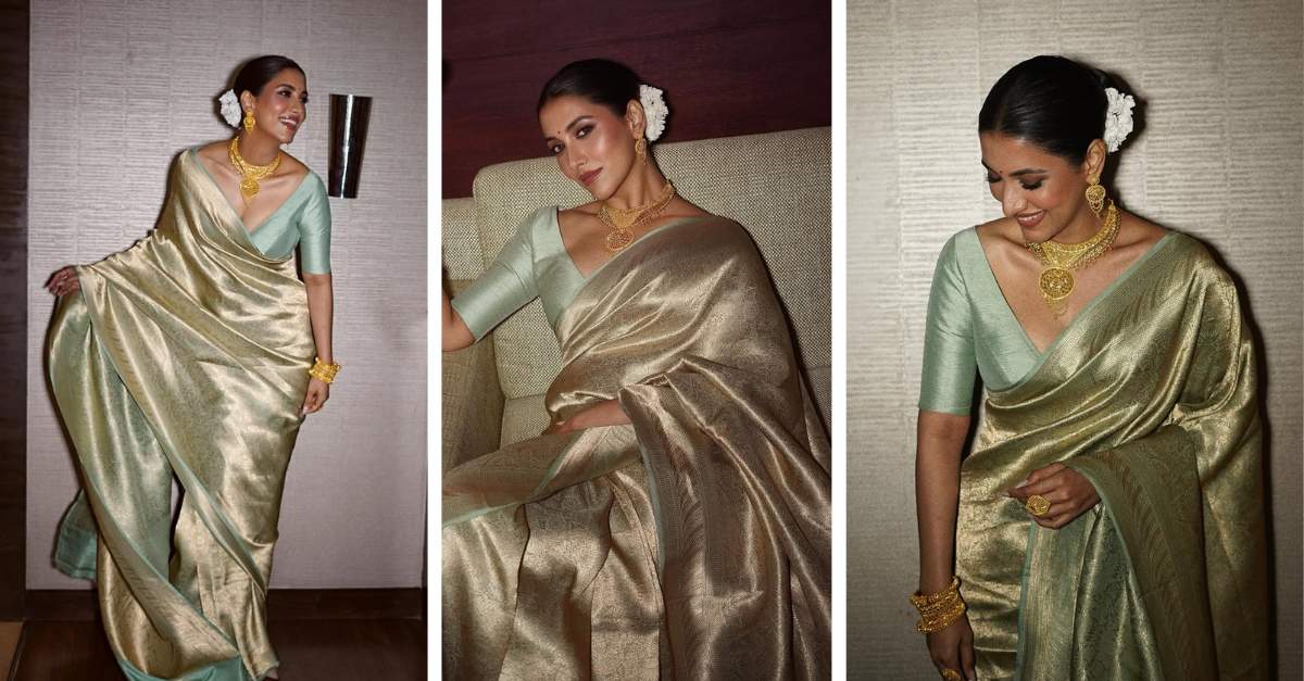 Rukmini Maitra in Green Brocade Banarasi – A Symphony of Grace and Heritage - Sacred Weaves