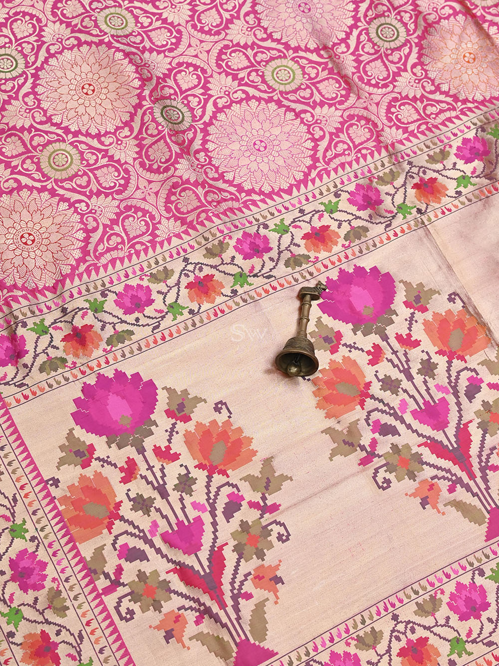 Pink Brocade Meenakari Katan Silk Handloom Banarasi Saree - Sacred Weaves