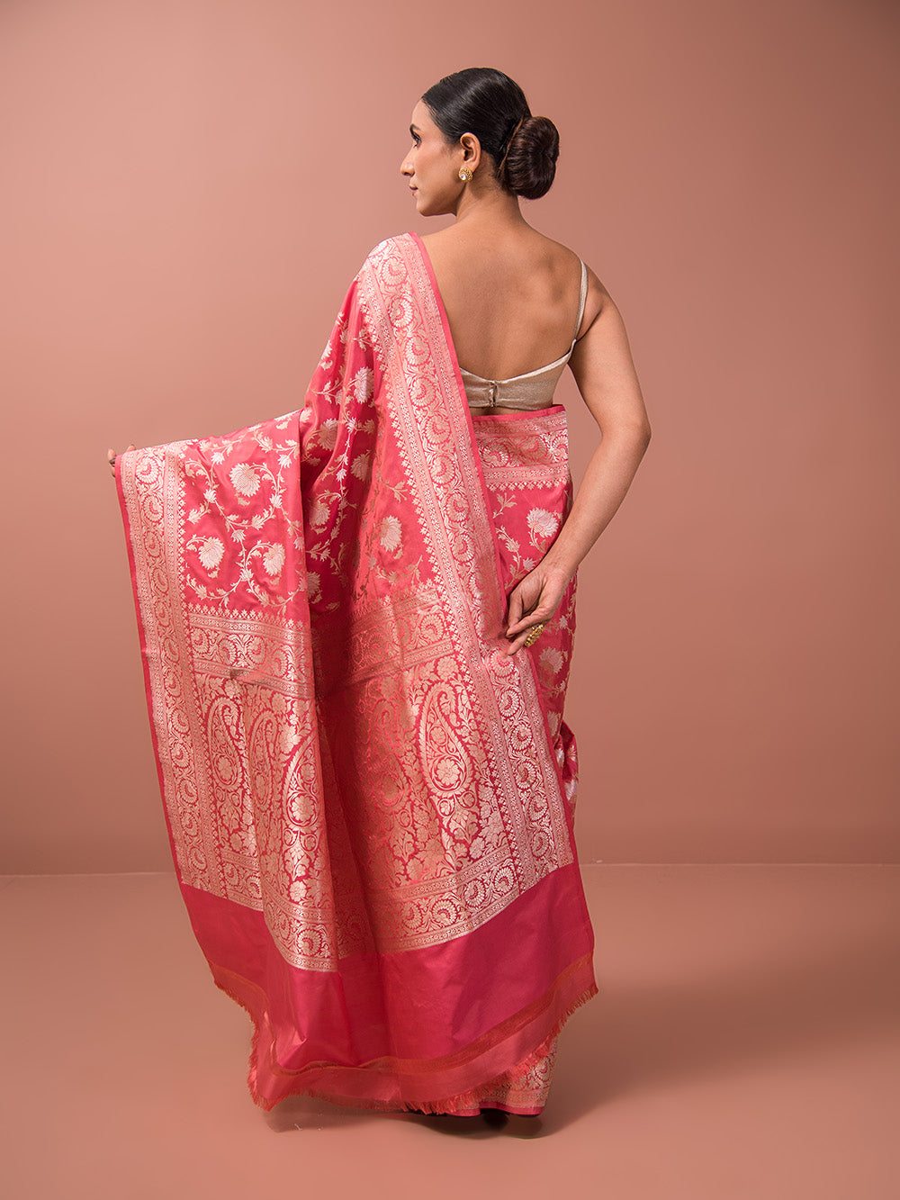 Pink Katan Silk Handloom Banarasi Saree -Sacred Weaves