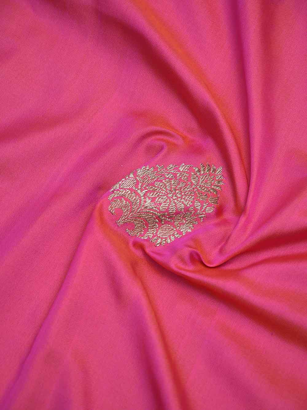 Pink Orange Boota Katan Silk Handloom Banarasi Saree - Sacred Weaves