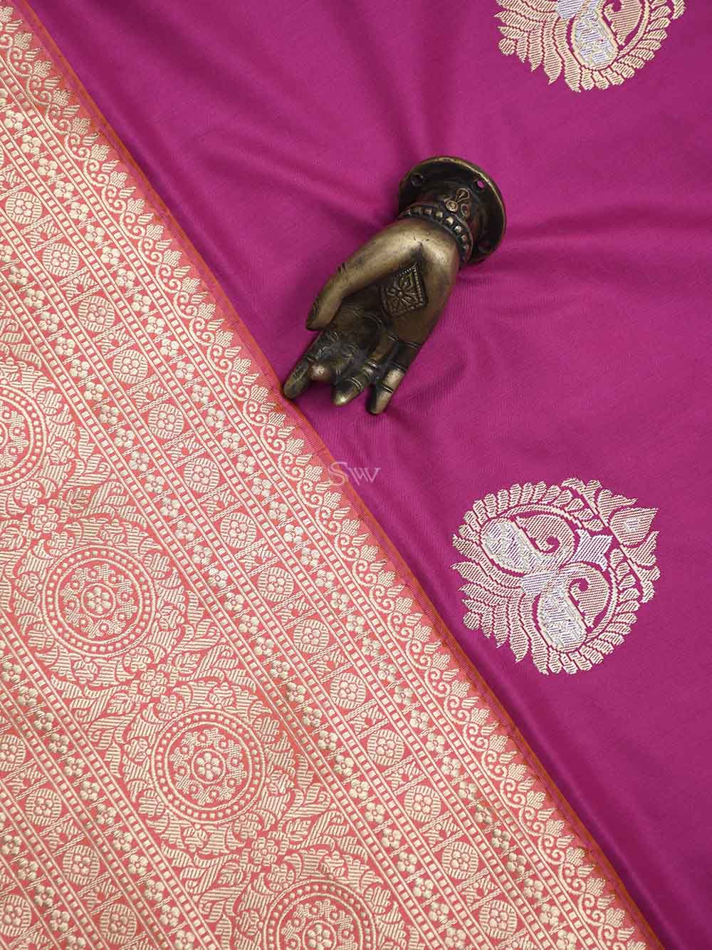 Dark Magenta Boota Katan Silk Handloom Banarasi Saree -Sacred Weaves