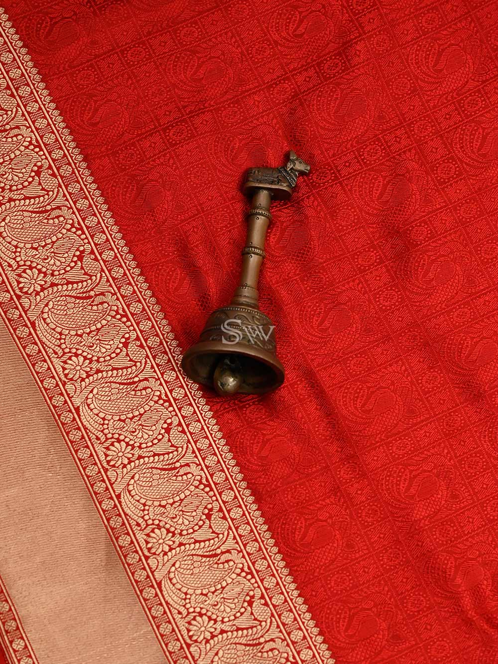 Red Tanchoi Silk Handloom Banarasi Saree - Sacred Weaves 