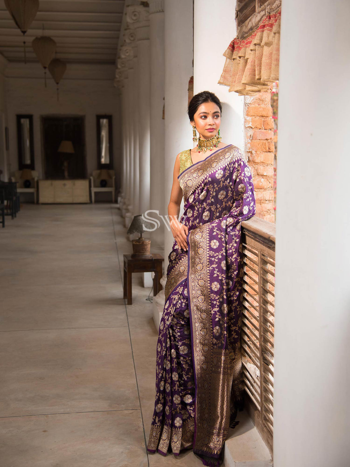 Purple Katan Silk Handloom Banarasi Saree - Sacred Weaves