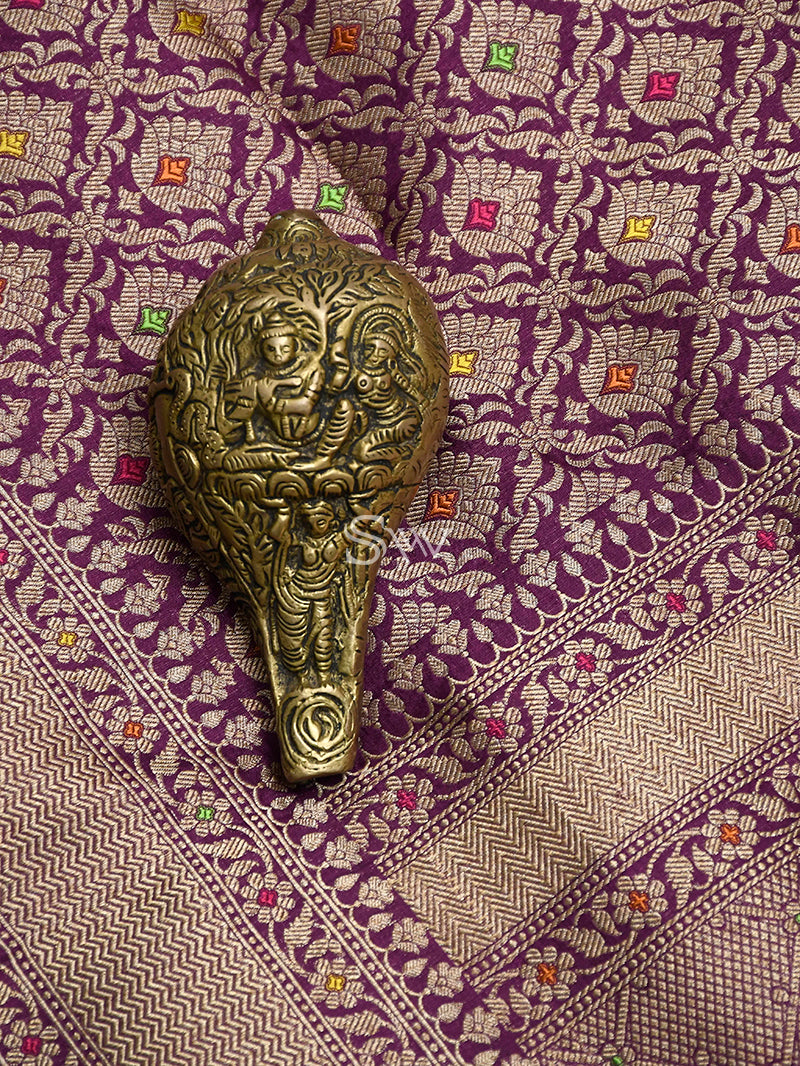 Purple Katan Silk Brocade Handloom Banarasi Saree - Sacred Weaves