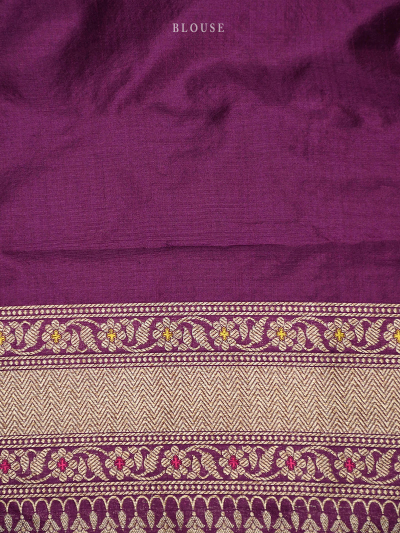 Purple Katan Silk Brocade Handloom Banarasi Saree - Sacred Weaves