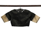 Black Satin Tissue Silk Banarasi Ready-Made Blouse - Sacred Weaves