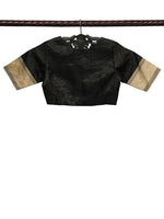 Black Satin Tissue Silk Banarasi Ready-Made Blouse - Sacred Weaves