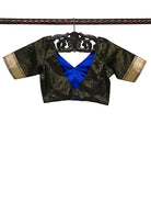 Black Satin Tissue Silk Banarasi Ready-Made Blouse - Sacred Weaves