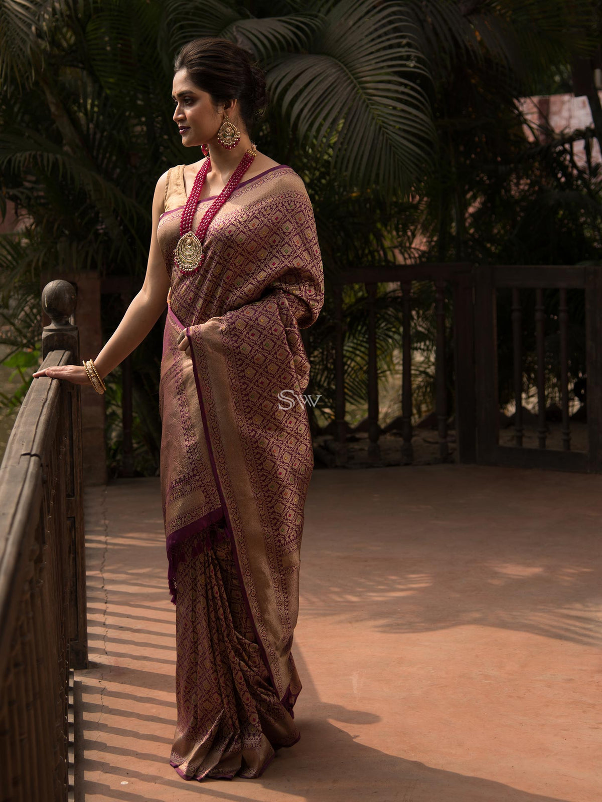 Purple Katan Silk Brocade Handloom Banarasi Saree - Sacred Weaves