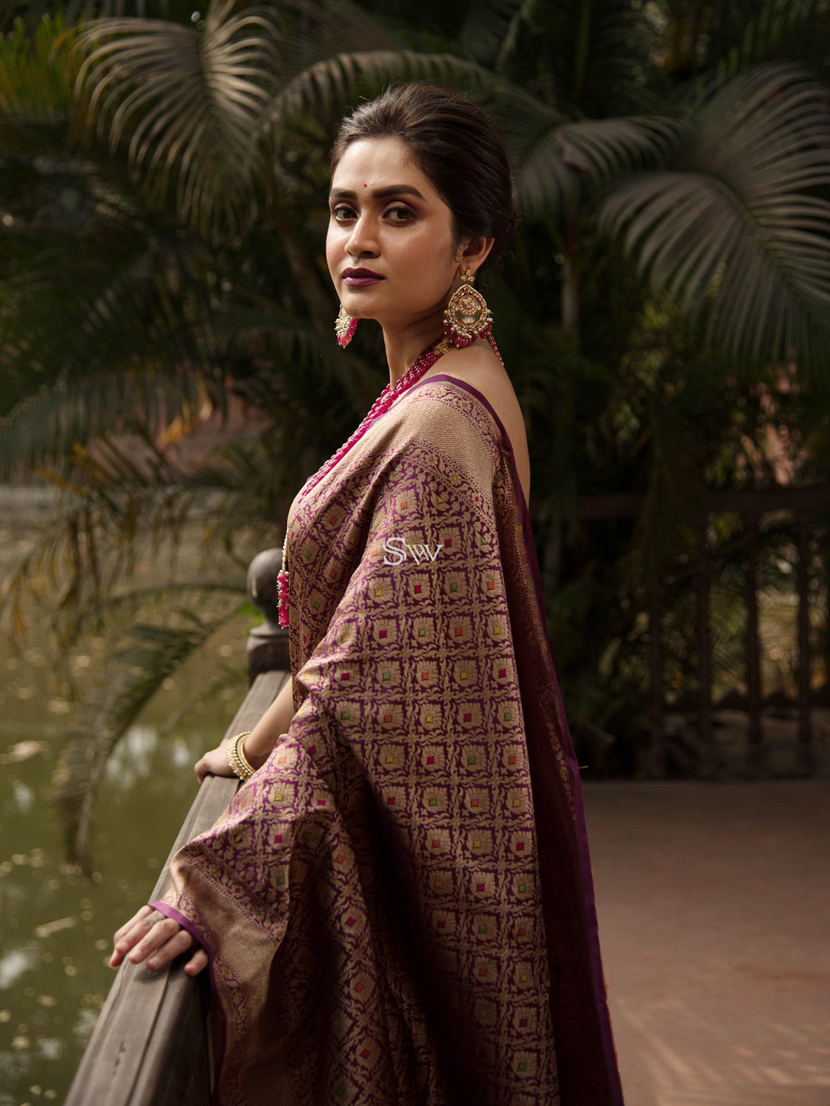 Purple Katan Silk Brocade Handloom Banarasi Saree - Sacred Weaves