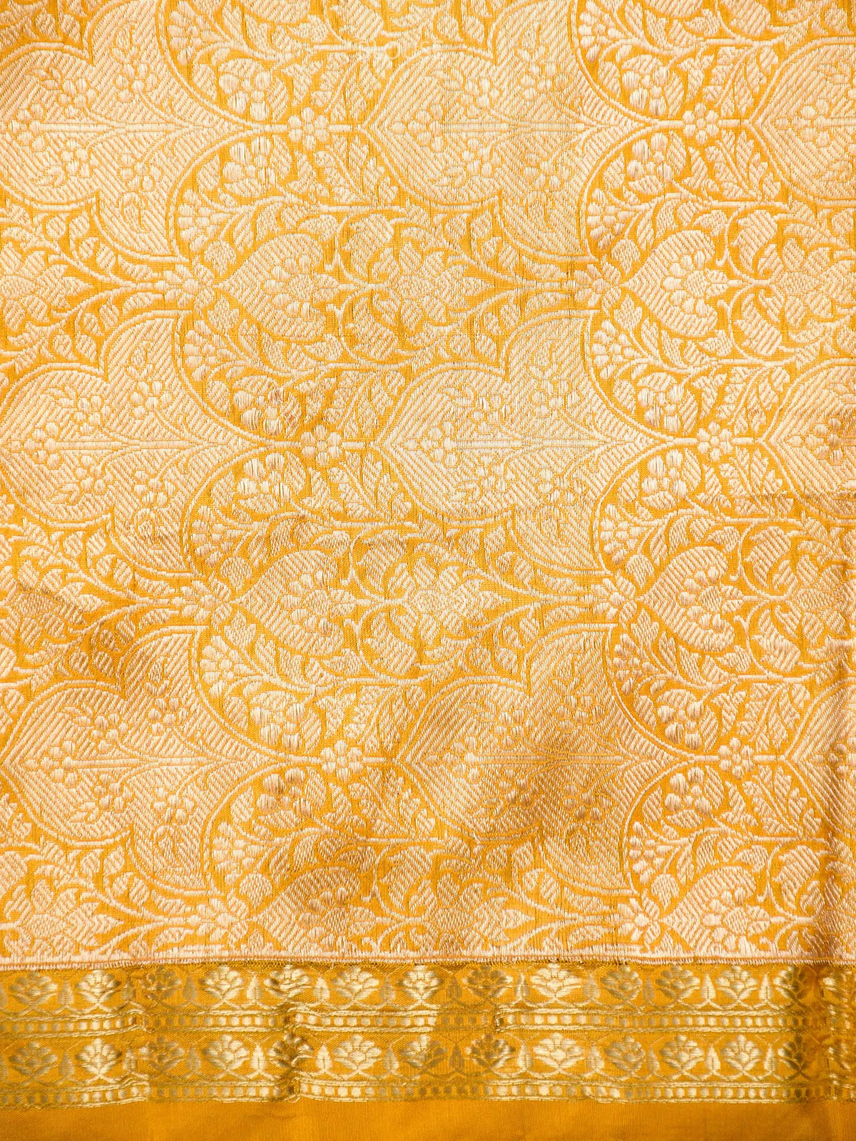 Yellow Booti Katan Silk Handloom Banarasi Saree - Sacred Weaves