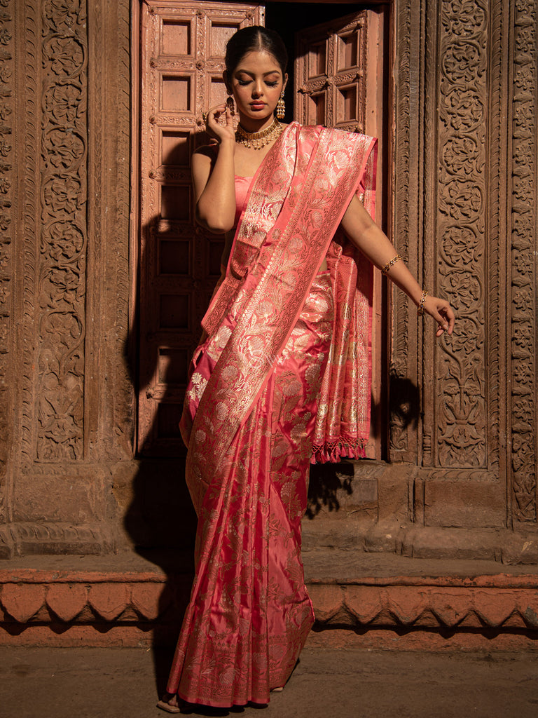 Buy Narain Textile Embroidery Red Dulhan Saree, With Blouse Piece at  Amazon.in
