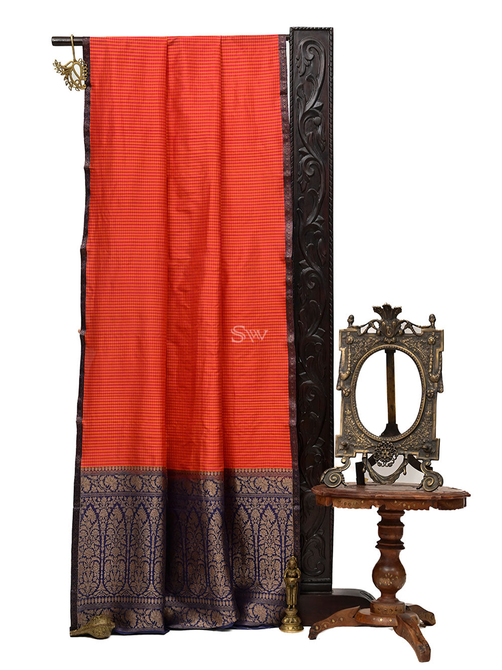 Pink Orange Katan Silk Handloom Banarasi Saree - Sacred Weaves