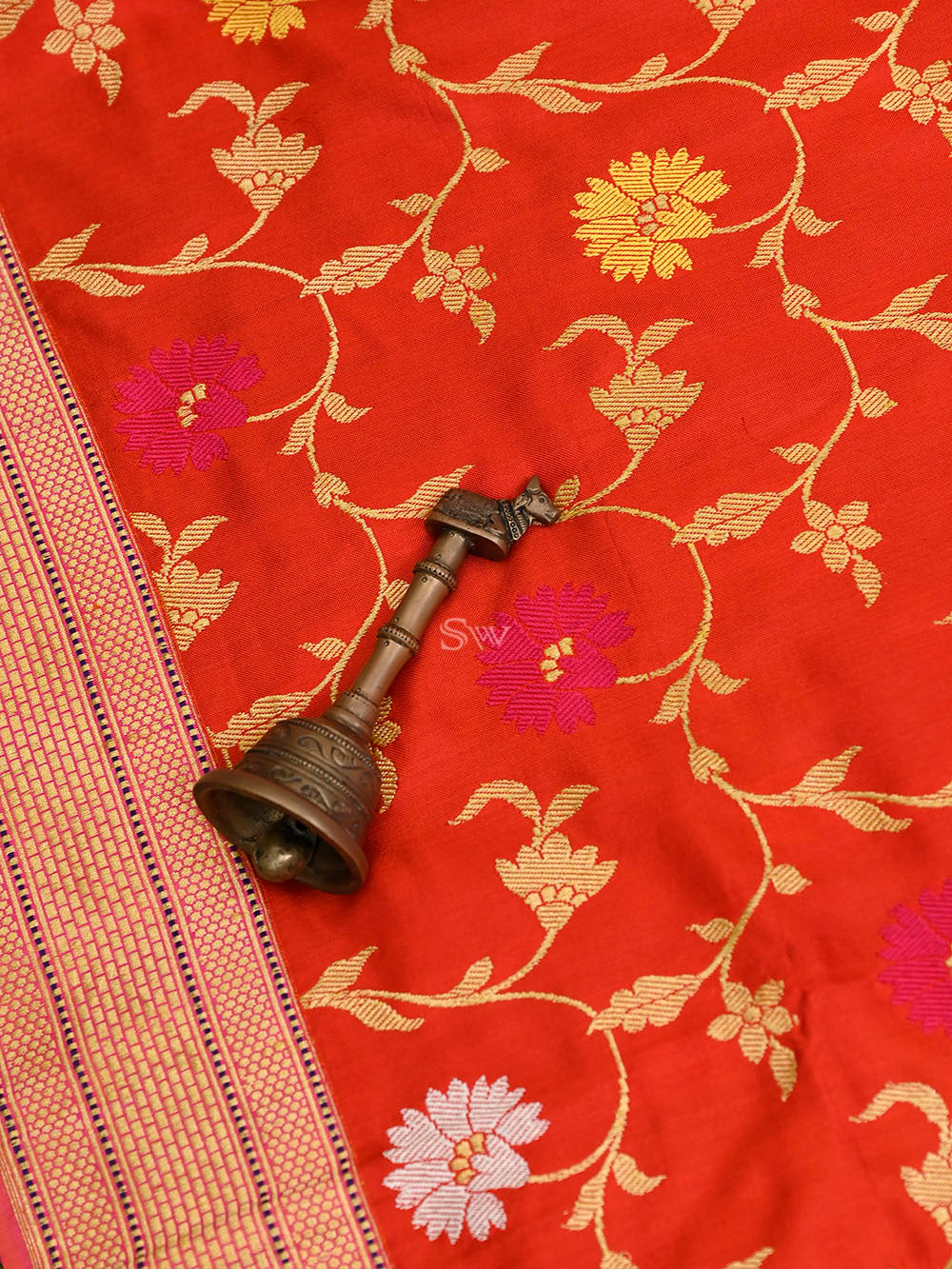 Red Meenakari Katan Silk Handloom Banarasi Saree - Sacred Weaves