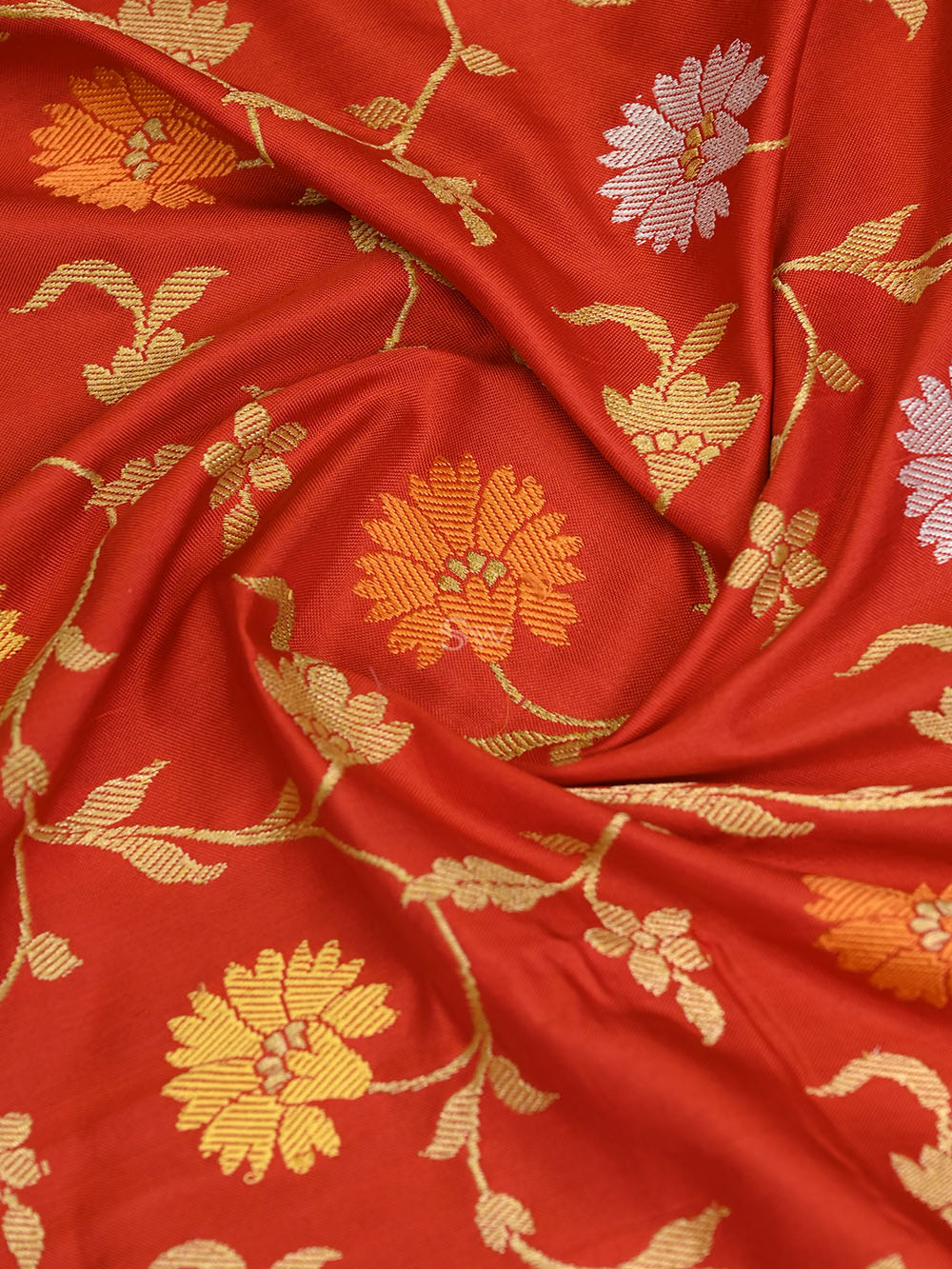 Red Meenakari Katan Silk Handloom Banarasi Saree - Sacred Weaves