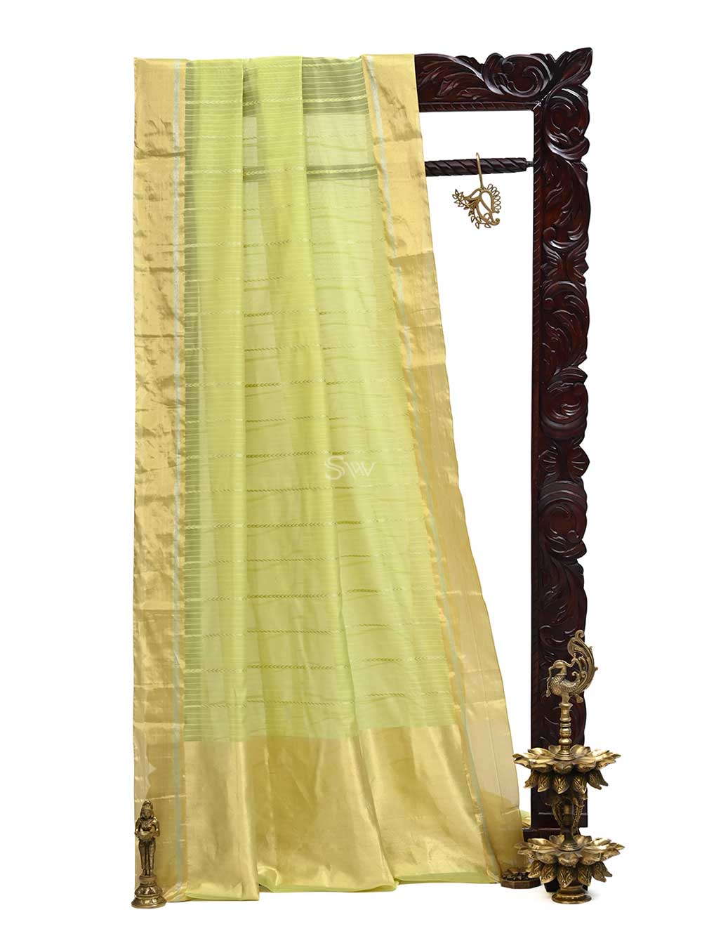 Pastel Yellow Chanderi Silk Handloom Banarasi Saree - Sacred Weaves