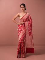 Red Meenakari Uppada Katan Silk Handloom Banarasi Saree