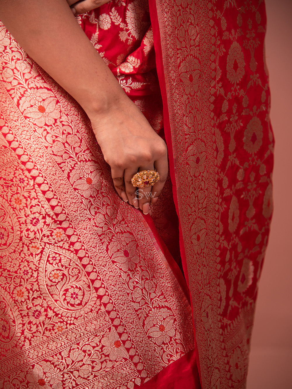 Red Meenakari Uppada Katan Silk Handloom Banarasi Saree