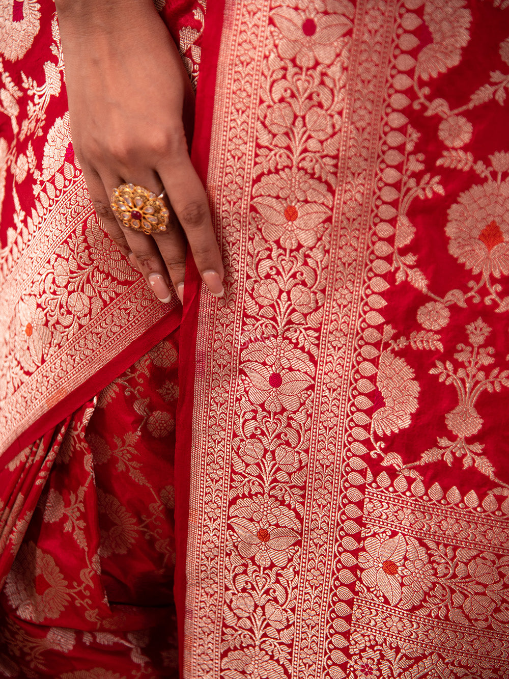 Red Meenakari Uppada Katan Silk Handloom Banarasi Saree