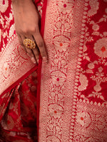 Red Meenakari Uppada Katan Silk Handloom Banarasi Saree