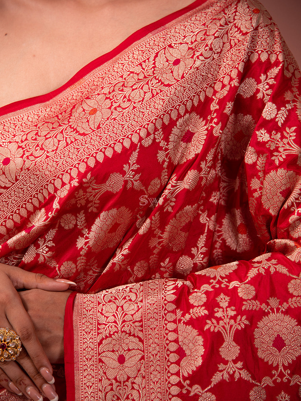 Red Meenakari Uppada Katan Silk Handloom Banarasi Saree