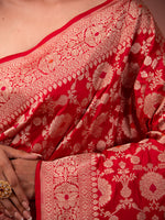 Red Meenakari Uppada Katan Silk Handloom Banarasi Saree