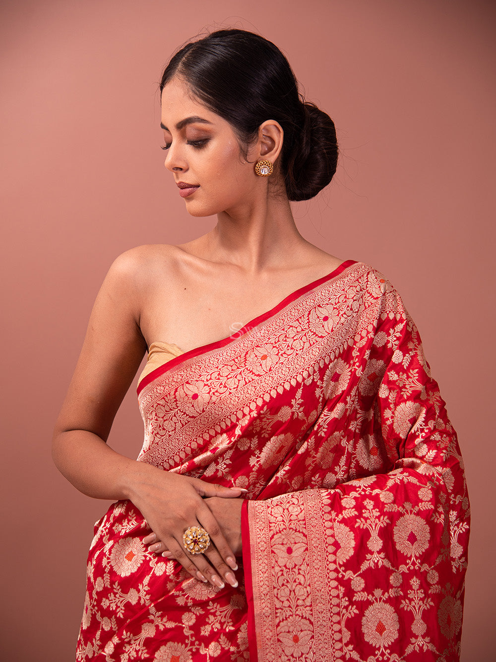Red Meenakari Uppada Katan Silk Handloom Banarasi Saree