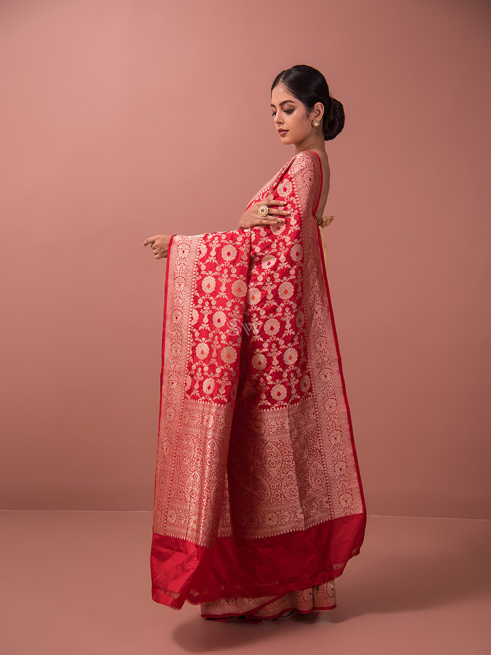 Red Meenakari Uppada Katan Silk Handloom Banarasi Saree
