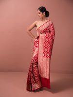 Red Meenakari Uppada Katan Silk Handloom Banarasi Saree
