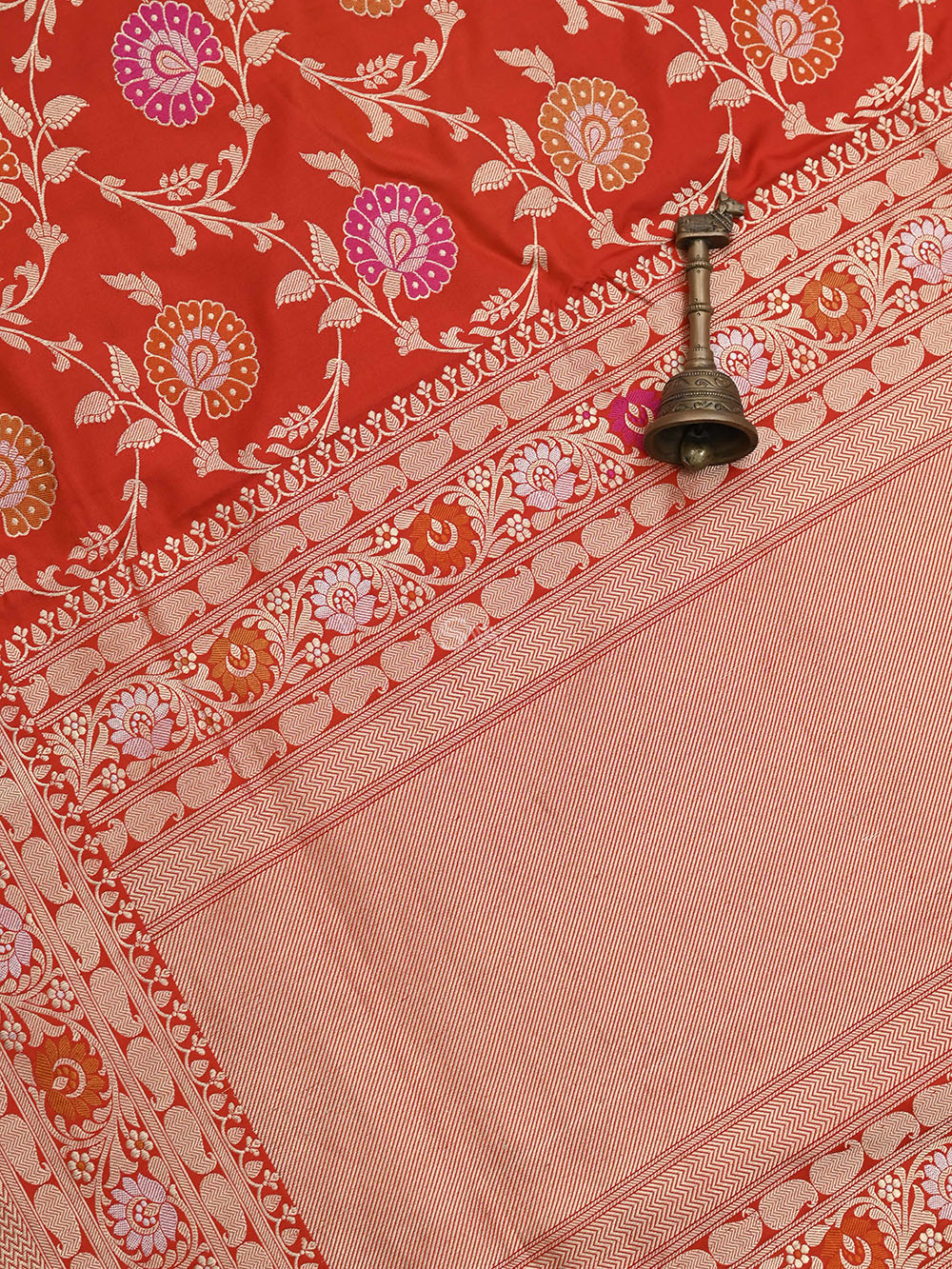 Red Meenakari Katan Silk Handloom Banarasi Saree - Sacred Weaves