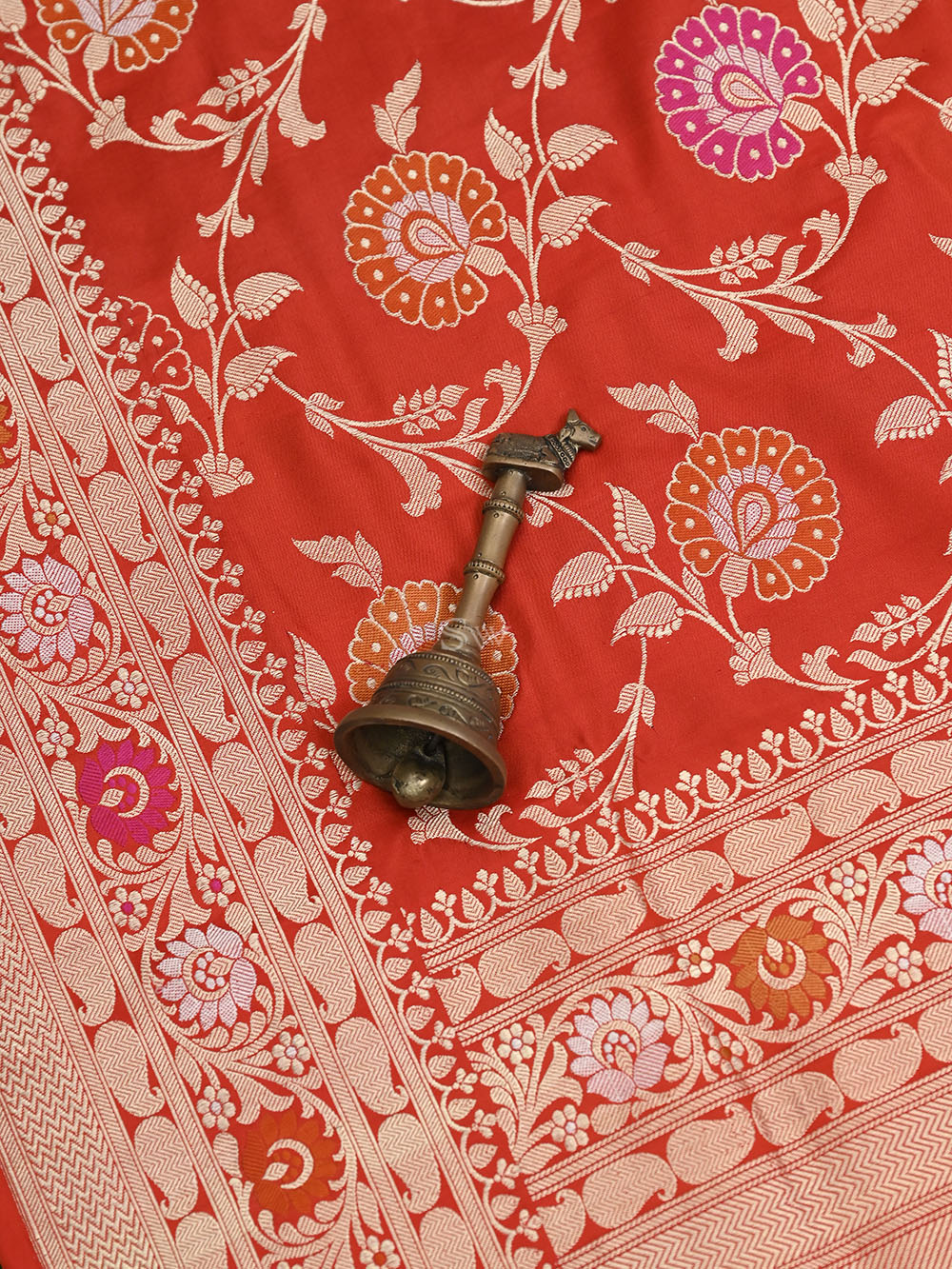 Red Meenakari Katan Silk Handloom Banarasi Saree - Sacred Weaves