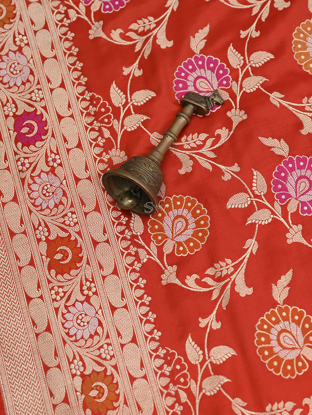 Red Meenakari Katan Silk Handloom Banarasi Saree - Sacred Weaves