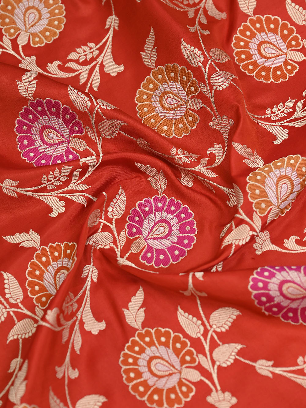 Red Meenakari Katan Silk Handloom Banarasi Saree - Sacred Weaves