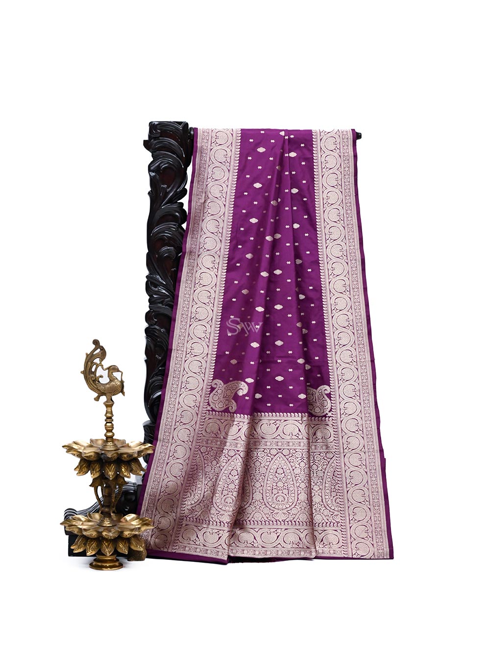 Purple Konia Katan Silk Handloom Banarasi Saree - Sacred Weaves