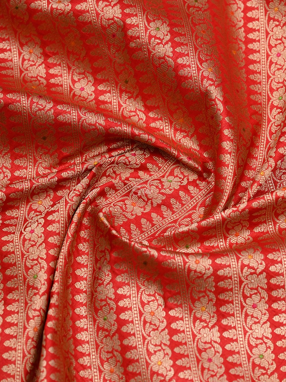 Red Katan Silk Brocade Handloom Banarasi Saree - Gift Box - Sacred Weaves