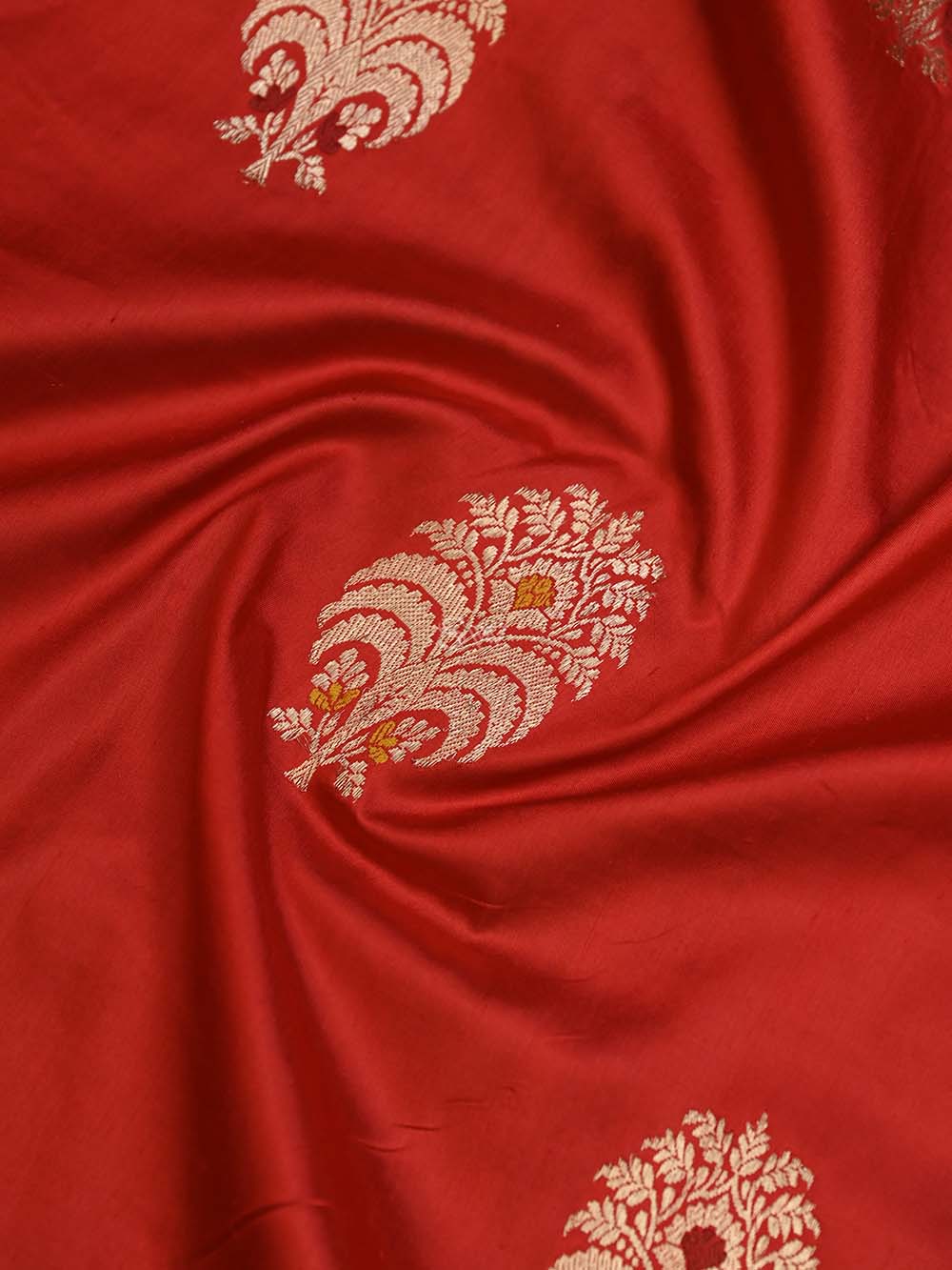 Red Meenakari Boota Katan Silk Handloom Banarasi Saree - Sacred Weaves