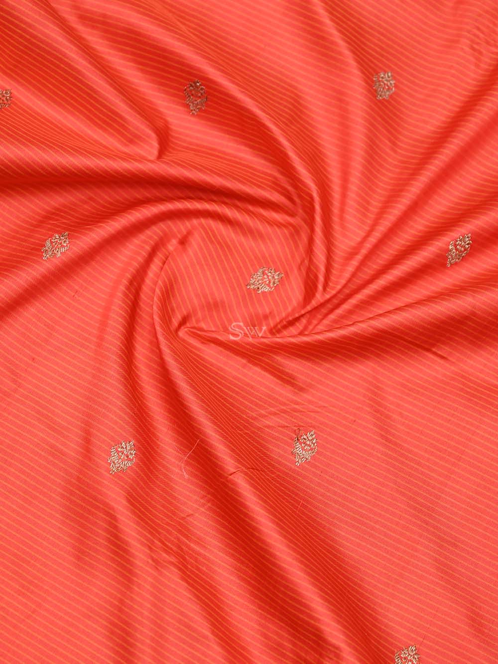 Red Booti Katan Silk Handloom Banarasi Saree - Sacred Weaves