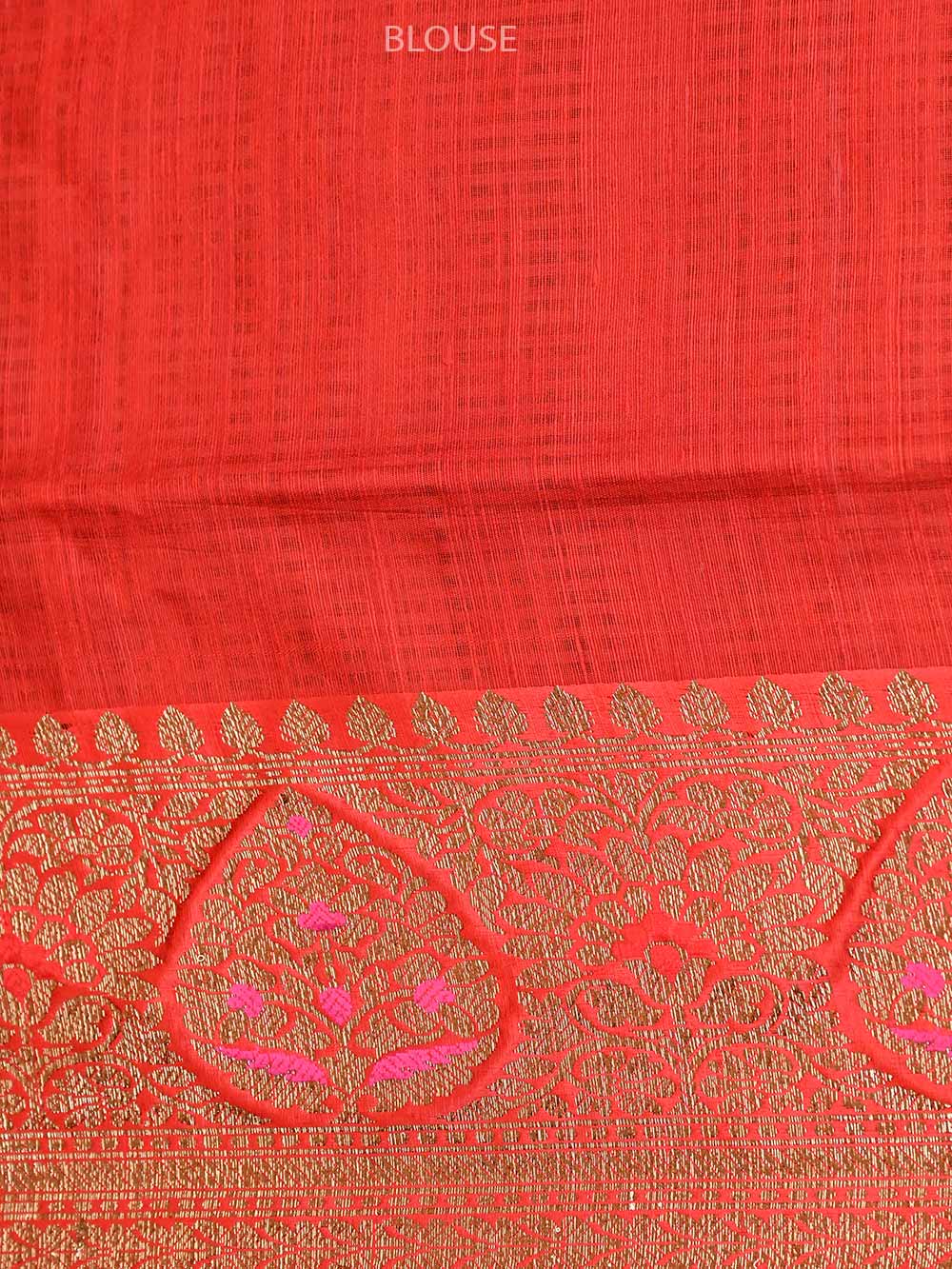 Magenta Meenakari Boota Dupion Silk Handloom Banarasi Saree - Sacred Weaves