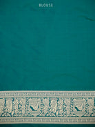 Teal Green Shikargah Katan Silk Handloom Banarasi Saree - Sacred Weaves